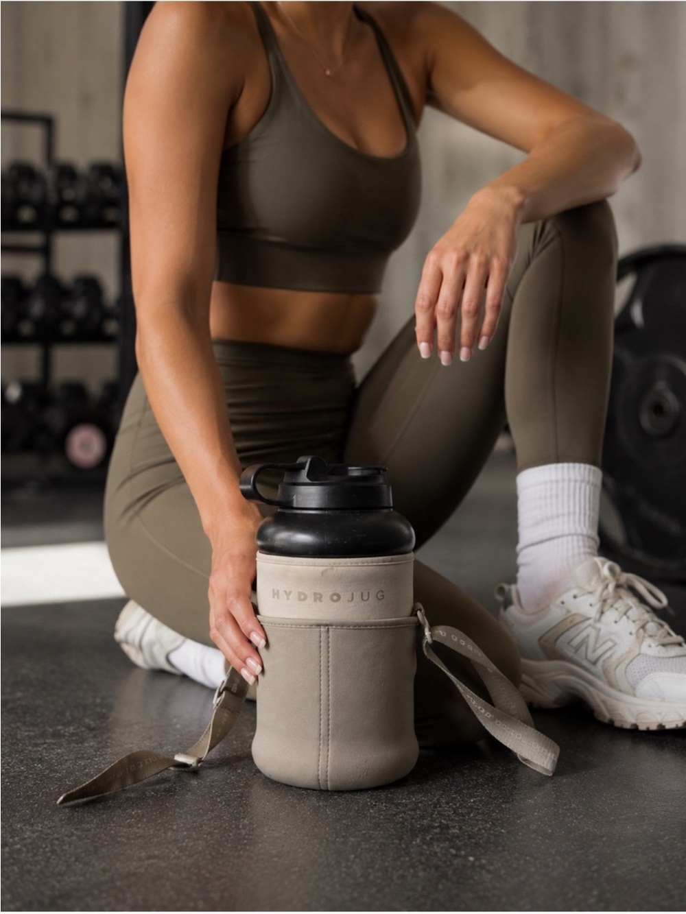 Hydrojug black tan khaki sport water bottle fitness